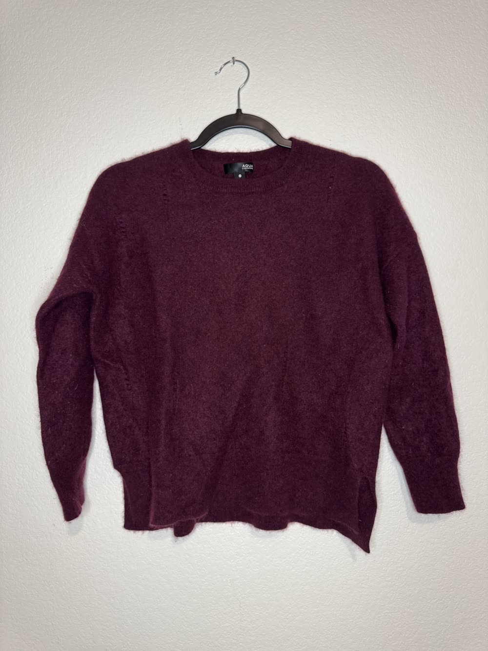 Burgundy AQUA cashmere sweater from Jessica's closet